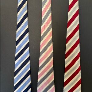Elegant Striped Tie Set - Navy, Pink, Burgundy